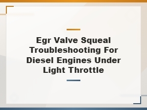 Diagnosing Egr Valve Squeal on Diesel Engines During Light Throttle